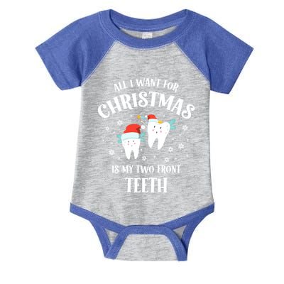 All I Want For Christmas Is My Two Front Teeth Funny Dentist Gift Infant Baby Jersey Bodysuit