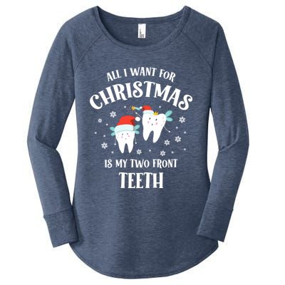 All I Want For Christmas Is My Two Front Teeth Funny Dentist Gift Women's Perfect Tri Tunic Long Sleeve Shirt