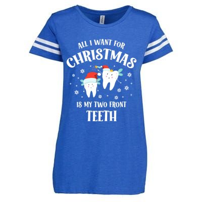 All I Want For Christmas Is My Two Front Teeth Funny Dentist Gift Enza Ladies Jersey Football T-Shirt