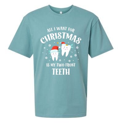 All I Want For Christmas Is My Two Front Teeth Funny Dentist Gift Sueded Cloud Jersey T-Shirt