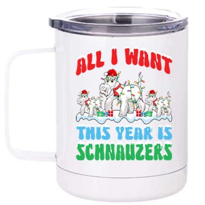 All I Want This Year Is Schnauzer Dog Wearing Christmas Hat Cute Gift 12 oz Stainless Steel Tumbler Cup