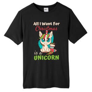 All I Want For Xmas Christmas Is A Unicorn Great Gift Tall Fusion ChromaSoft Performance T-Shirt