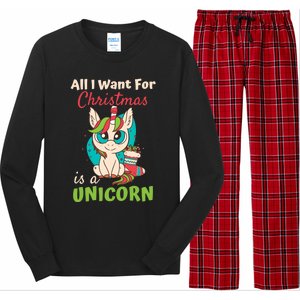 All I Want For Xmas Christmas Is A Unicorn Great Gift Long Sleeve Pajama Set