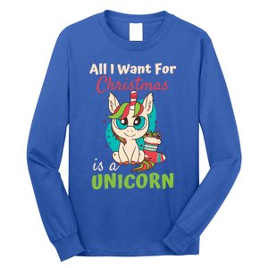 All I Want For Xmas Christmas Is A Unicorn Great Gift Long Sleeve Shirt