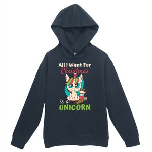 All I Want For Xmas Christmas Is A Unicorn Great Gift Urban Pullover Hoodie