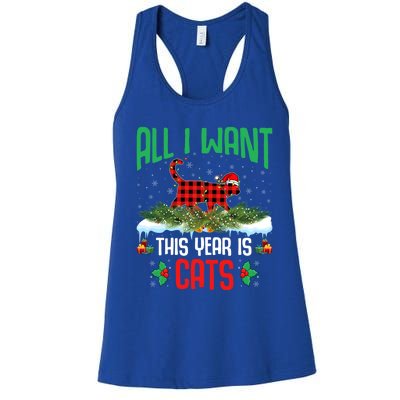 All I Want This Year Is Cats Wearing Santa Hat Christmas Gift Women's Racerback Tank