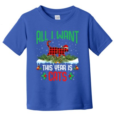 All I Want This Year Is Cats Wearing Santa Hat Christmas Gift Toddler T-Shirt