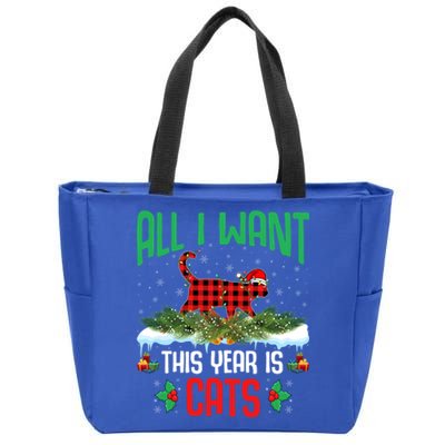 All I Want This Year Is Cats Wearing Santa Hat Christmas Gift Zip Tote Bag