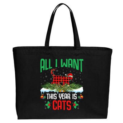 All I Want This Year Is Cats Wearing Santa Hat Christmas Gift Cotton Canvas Jumbo Tote