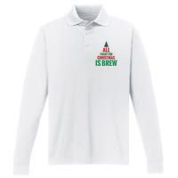 All I Want For Christmas Is Brew Performance Long Sleeve Polo