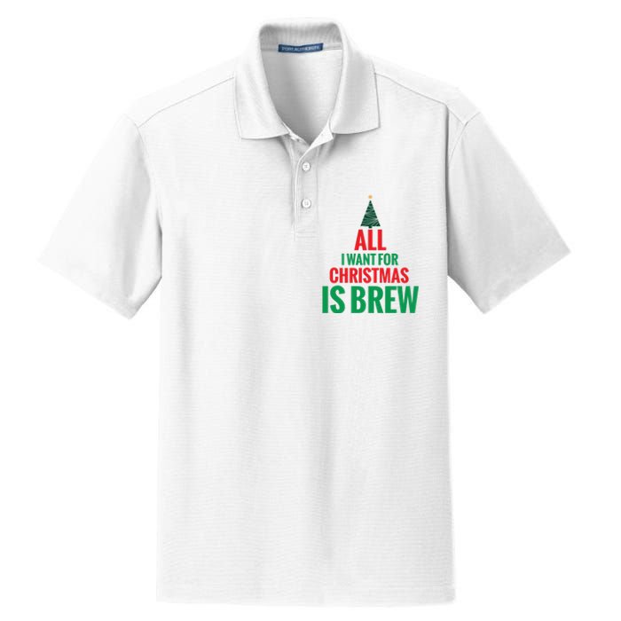 All I Want For Christmas Is Brew Dry Zone Grid Polo