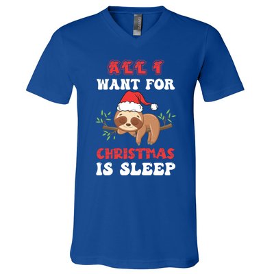 All I Want For Christmas Is Sleep Funny Quote Cool Gift V-Neck T-Shirt