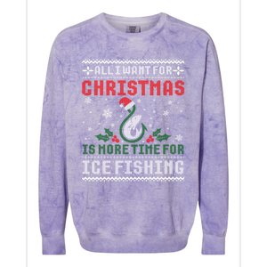 All I Want For Christmas More Ice Fishing Ugly Sweater Gift Colorblast Crewneck Sweatshirt