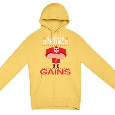 All I Want For Christmas Is Gains Fun Pig Ugly Xmas Sweater Cool Gift Premium Pullover Hoodie