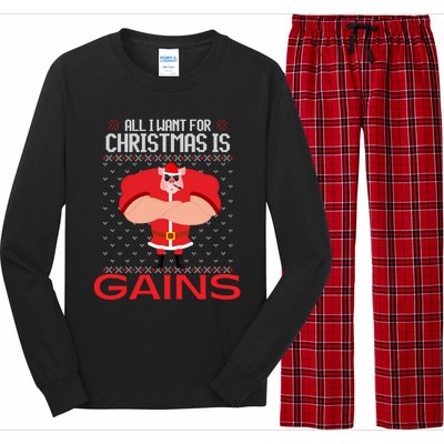 All I Want For Christmas Is Gains Fun Pig Ugly Xmas Sweater Cool Gift Long Sleeve Pajama Set