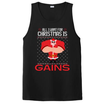 All I Want For Christmas Is Gains Fun Pig Ugly Xmas Sweater Cool Gift PosiCharge Competitor Tank