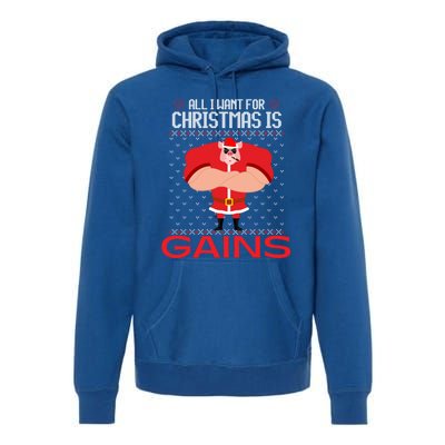 All I Want For Christmas Is Gains Fun Pig Ugly Xmas Sweater Cool Gift Premium Hoodie