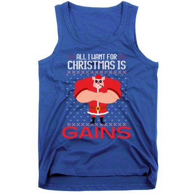 All I Want For Christmas Is Gains Fun Pig Ugly Xmas Sweater Cool Gift Tank Top