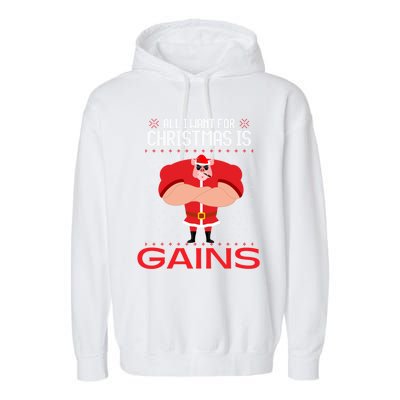 All I Want For Christmas Is Gains Fun Pig Ugly Xmas Sweater Cool Gift Garment-Dyed Fleece Hoodie