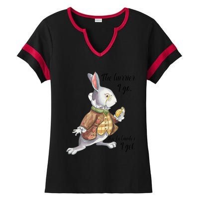 Alice In Wonderland White Rabbit Late The Hurrier I Go Ladies Halftime Notch Neck Tee