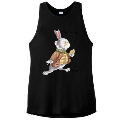 Alice In Wonderland White Rabbit Late The Hurrier I Go Ladies PosiCharge Tri-Blend Wicking Tank