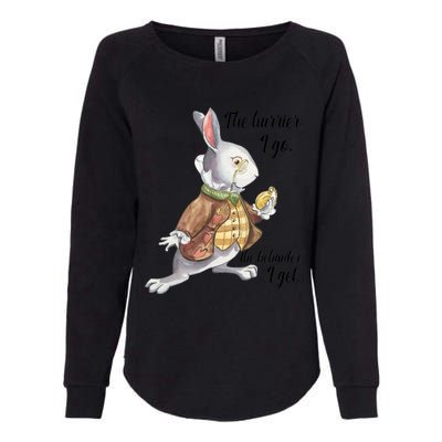 Alice In Wonderland White Rabbit Late The Hurrier I Go Womens California Wash Sweatshirt