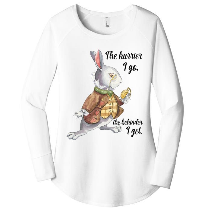 Alice In Wonderland White Rabbit Late The Hurrier I Go Women's Perfect Tri Tunic Long Sleeve Shirt