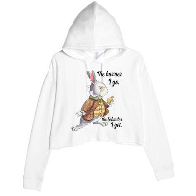 Alice In Wonderland White Rabbit Late The Hurrier I Go Crop Fleece Hoodie