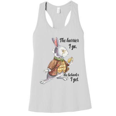 Alice In Wonderland White Rabbit Late The Hurrier I Go Women's Racerback Tank