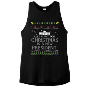 All I Want For Christmas Is A New President Ugly Ladies PosiCharge Tri-Blend Wicking Tank