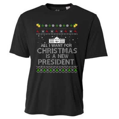 All I Want For Christmas Is A New President Ugly Cooling Performance Crew T-Shirt