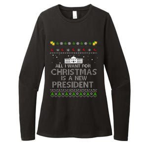 All I Want For Christmas Is A New President Ugly Womens CVC Long Sleeve Shirt