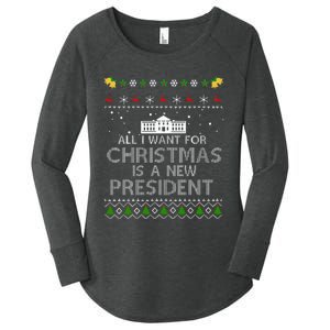 All I Want For Christmas Is A New President Ugly Women's Perfect Tri Tunic Long Sleeve Shirt