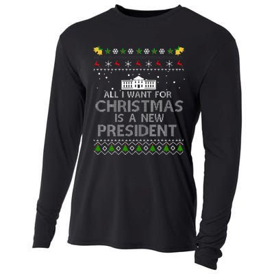 All I Want For Christmas Is A New President Ugly Cooling Performance Long Sleeve Crew