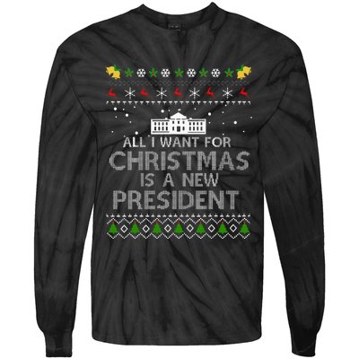 All I Want For Christmas Is A New President Ugly Tie-Dye Long Sleeve Shirt