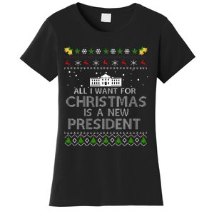 All I Want For Christmas Is A New President Ugly Women's T-Shirt