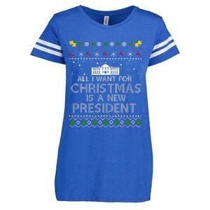 All I Want For Christmas Is A New President Ugly Enza Ladies Jersey Football T-Shirt