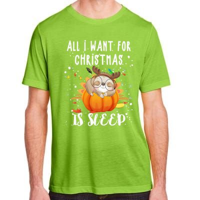 All I Want For Christmas Is Sleep Funny Sloth Pajama Xmas Gift Adult ChromaSoft Performance T-Shirt