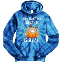 All I Want For Christmas Is Sleep Funny Sloth Pajama Xmas Gift Tie Dye Hoodie