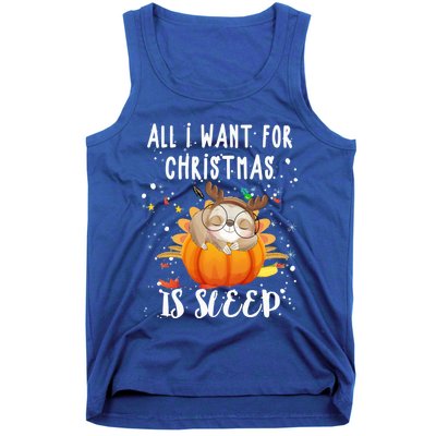 All I Want For Christmas Is Sleep Funny Sloth Pajama Xmas Gift Tank Top