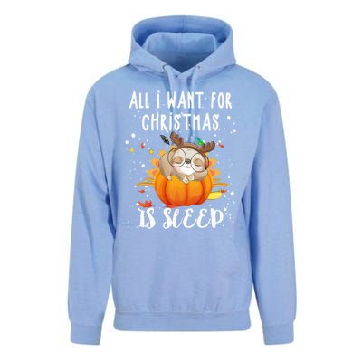 All I Want For Christmas Is Sleep Funny Sloth Pajama Xmas Gift Unisex Surf Hoodie