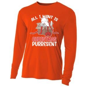 All I Want Is Christmas Purresent Kitten Cat Christmas Gift Cooling Performance Long Sleeve Crew