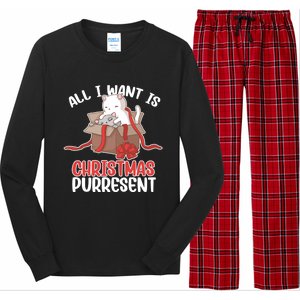 All I Want Is Christmas Purresent Kitten Cat Christmas Gift Long Sleeve Pajama Set