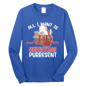 All I Want Is Christmas Purresent Kitten Cat Christmas Gift Long Sleeve Shirt