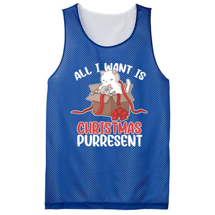 All I Want Is Christmas Purresent Kitten Cat Christmas Gift Mesh Reversible Basketball Jersey Tank