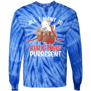 All I Want Is Christmas Purresent Kitten Cat Christmas Gift Tie-Dye Long Sleeve Shirt