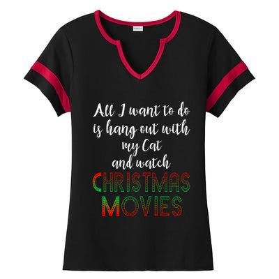 All I Want To Do Is Hang Out With My Cat Gift Ladies Halftime Notch Neck Tee