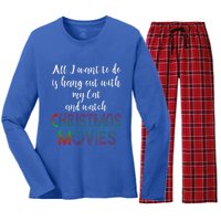 All I Want To Do Is Hang Out With My Cat Gift Women's Long Sleeve Flannel Pajama Set 