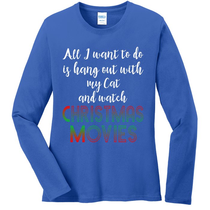 All I Want To Do Is Hang Out With My Cat Gift Ladies Long Sleeve Shirt