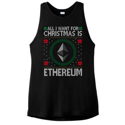 All I Want For Christmas Is Ethereum Crypto Holiday Ladies PosiCharge Tri-Blend Wicking Tank